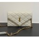 Saint Laurent PARIS chain wallet in GRAIN DE POUDRE leather YSL871149-cream