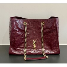 Saint Laurent Niki shopping in vintage leather YSL871151-wine