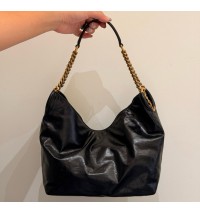 Saint Laurent Hortense small hobo in shiny leather YSL871222-black