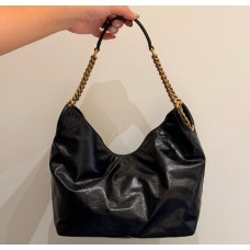 Saint Laurent Hortense small hobo in shiny leather YSL871222-black