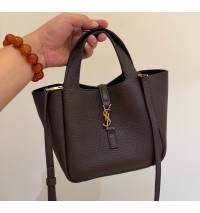 Saint Laurent LE 5 À 7 Baby Bea in grained leather YSL872469-dark-brown