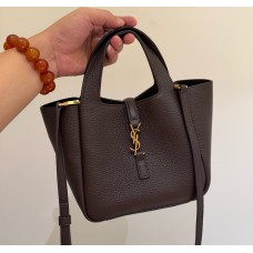 Saint Laurent LE 5 À 7 Baby Bea in grained leather YSL872469-dark-brown