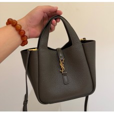 Saint Laurent LE 5 À 7 Baby Bea in grained leather YSL872469-dark-green