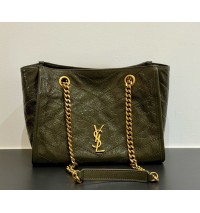 Saint Laurent Niki Small shopping in vintage leather YSL872680-green