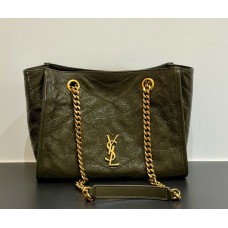 Saint Laurent Niki Small shopping in vintage leather YSL872680-green