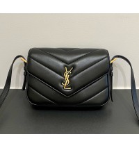 Saint Laurent LOULOU toy crossbody in MATELASSÉ lambskin YSL873156-black