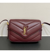 Saint Laurent LOULOU toy crossbody in MATELASSÉ lambskin YSL873156-wine