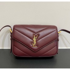 Saint Laurent LOULOU toy crossbody in MATELASSÉ lambskin YSL873156-wine