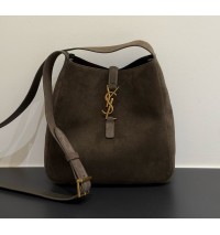 Saint Laurent LE 5 À 7 supple Crossbody in Suede Leather YSLA00211-A-gray