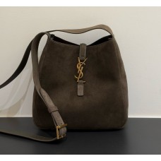 Saint Laurent LE 5 À 7 supple Crossbody in Suede Leather YSLA00211-A-gray