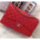 Chanel Jumbo Classic Flap Bag in Red Lambskin with silver hardware Chanel Jumbo Classic Flap Bag in Red Lambskin with silver hardware