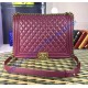 Chanel Boy Large Quilted Flap Bag in Wine Red