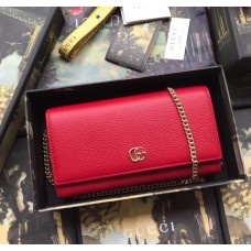 GG Marmont Leather Chain Wallet Red