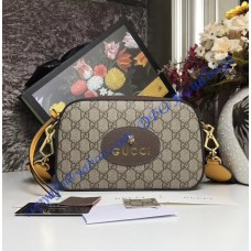 GG Supreme messenger bag with Brown and Yellow Leather Trim GG Supreme messenger bag with Brown and Yellow Leather Trim