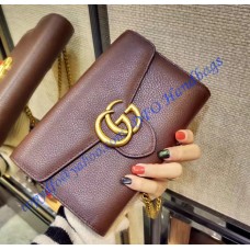 Gucci GG Marmont Brown Leather Mini Chain Bag