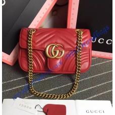 Gucci Mini GG Marmont Matelasse Shoulder Bag Red Gucci Mini GG Marmont Matelasse Shoulder Bag Red