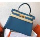 Kelly 32cm in Blue Jean Togo Leather Golden Hardware