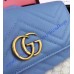 Gucci GG Marmont continental wallet in Blue leather with a chevron design