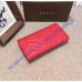 Gucci GG Marmont continental wallet in Red leather with a chevron design