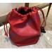 Teddy Drawstring Bag in Red Smooth Leather