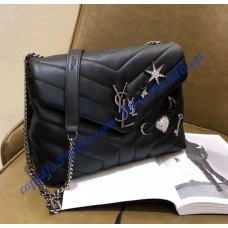 Small Loulou Chain Bag in Black Y Matelasse Leather Small Loulou Chain Bag in Black Y Matelasse Leather