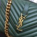 Saint Laurent Classic Medium College Monogram Bag in Green Malelasse Leather with Gold-toned Hardware