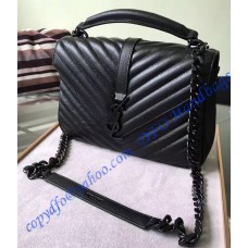 Saint Laurent Classic Medium College Monogram Bag in Black Malelasse Leather with Black-toned Hardware Saint Laurent Classic Medium College Monogram Bag in Black Malelasse Leather with Black-toned Hardware