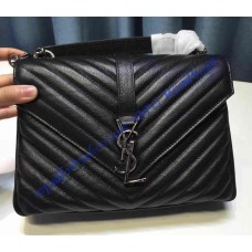 Saint Laurent Classic Medium College Monogram Bag in Black Malelasse Leather Saint Laurent Classic Medium College Monogram Bag in Black Malelasse Leather