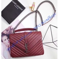 Saint Laurent Classic Medium College Monogram Bag in Wine Red Malelasse Leather Saint Laurent Classic Medium College Monogram Bag in Wine Red Malelasse Leather