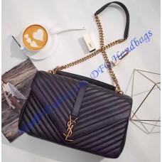 Saint Laurent Classic Large College Monogram Bag in Black Malelasse Leather with Gold-toned Hardware Saint Laurent Classic Large College Monogram Bag in Black Malelasse Leather with Gold-toned Hardware
