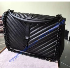 Saint Laurent Classic Large College Monogram Bag in Black Malelasse Leather with Black-toned Hardware Saint Laurent Classic Large College Monogram Bag in Black Malelasse Leather with Black-toned Hardware