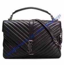 Saint Laurent Classic Large College Monogram Bag in Black Malelasse Leather Saint Laurent Classic Large College Monogram Bag in Black Malelasse Leather
