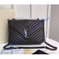 Classic Medium College Monogram Bag in Dark Gray Malelasse Leather Classic Medium College Monogram Bag in Dark Gray Malelasse Leather