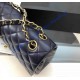 Chanel Small Classic Flap Bag in Dark Blue Lambskin with golden hardware