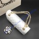 Chanel Small Classic Flap Bag in White Lambskin with golden hardware