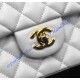 Chanel Small Classic Flap Bag in White Lambskin with golden hardware