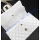 Chanel Small Classic Flap Bag in White Lambskin with golden hardware