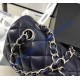 Chanel Small Classic Flap Bag in Dark Blue Lambskin with silver hardware