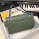 Chanel Small Classic Flap Bag in Green Lambskin with silver hardware