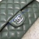 Chanel Small Classic Flap Bag in Green Lambskin with silver hardware