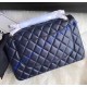 Chanel Jumbo Classic Flap Bag in Dark Blue Lambskin with golden hardware