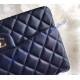 Chanel Jumbo Classic Flap Bag in Dark Blue Lambskin with golden hardware