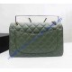 Chanel Jumbo Classic Flap Bag in Green Lambskin with golden hardware