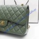 Chanel Jumbo Classic Flap Bag in Green Lambskin with golden hardware