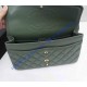 Chanel Jumbo Classic Flap Bag in Green Lambskin with golden hardware