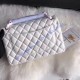 Chanel Jumbo Classic Flap Bag in White Lambskin with golden hardware