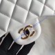 Chanel Jumbo Classic Flap Bag in White Lambskin with golden hardware