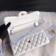 Chanel Jumbo Classic Flap Bag in White Lambskin with golden hardware