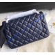 Chanel Jumbo Classic Flap Bag in Dark Blue Lambskin with silver hardware