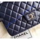 Chanel Jumbo Classic Flap Bag in Dark Blue Lambskin with silver hardware